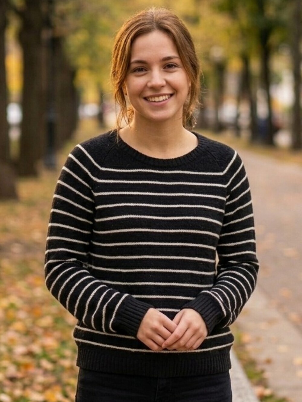 Madewell Navy Quilted Studio Mockneck Sweatshirt in Stripe (M)